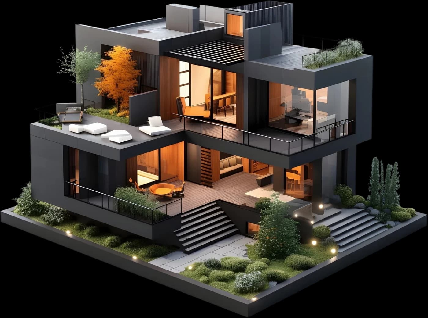 A model of a modern two-storey home